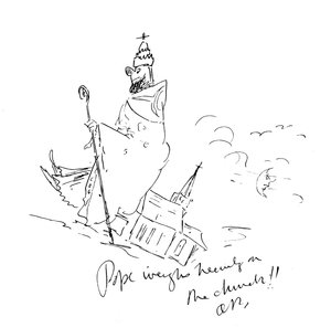"O papa pesa muito na Igreja", c. 1893 (caneta e tinta) de Aubrey Beardsley
