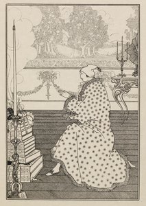 A oração do barão. De "The Rape of the Lock", de um livro de cinquenta desenhos de Aubrey Beardsley