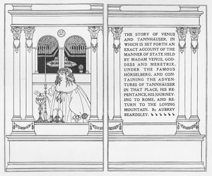 Capa de título de "A história de Vênus e Tannhauser", 1895 de Aubrey Beardsley