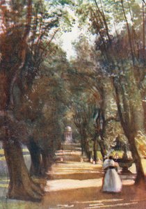 Roma: Avenida Ilex na Villa Borghese (litografia a cores) de Aubrey Waterfield