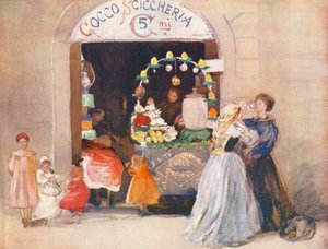 Roma: Loja de bebidas de verão (litografia a cores) de Aubrey Waterfield