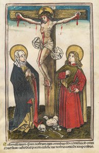 Cristo na Cruz com a Virgem e São João de Augsburg 15th Century