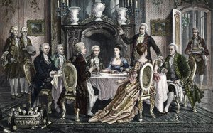 Jantar na casa de Emanuel Schikaneder para Wolfgang Amadeus Mozart de August (after) Borckmann