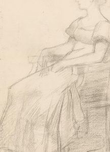 Retrato e uma mulher sentada em uma cadeira