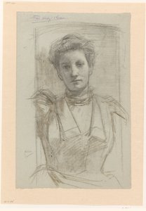 Retrato de uma mulher, metade da cara de August Allebe
