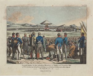 A grande festa dos três monarcas aliados em Teplitz Teplice em 2 de setembro de 1813 de August Friedrich Andreas Campe