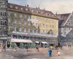 O antigo local dos incêndios na Stephansplatz em Viena com o Cafè L