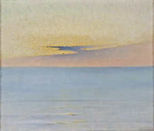 Mar no pôr do sol de August Hagborg