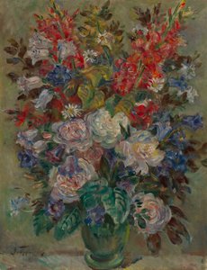 Natureza morta de flores (óleo sobre tela) de August Hermann Fricke
