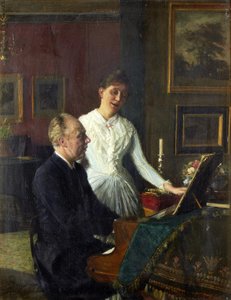 O ator Peter Jerndorff e a sua mulher Amalie ao piano