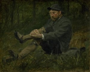 O arquiteto Thorvald Bindesbøll em uma floresta de abetos em Kullen