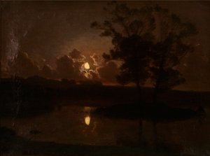 Dinamarquês: Noite de outono em Hjortekæret, Parque dos Cervos de Jægersborg, Luar