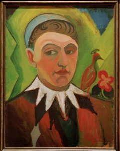 Palhaço, auto-retrato caricaturado de August Macke