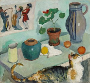 O fantasma na cadeira da casa: natureza morta com um gato de August Macke