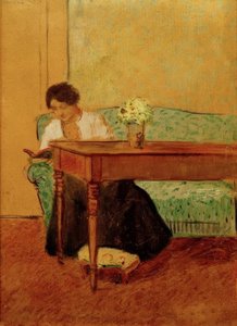 Elisabeth no sofá verde, lendo de August Macke