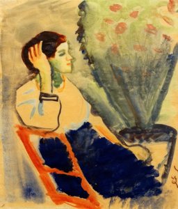 Mulher na cadeira vermelha de August Macke