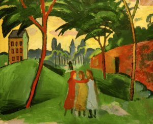 Paisagem de três meninas de August Macke
