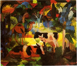 Macke paisagem-vaca-camelo de August Macke