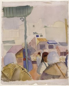 Mercado em Tunis (II). 1914 de August Macke