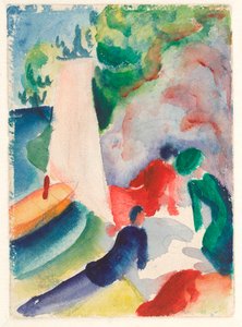 "Picnic on the Beach" (Piquenique depois da Vela) Watercolour by August Macke (1887-1914) 1913 Dim 17,6x12,2 cm Albertina, Viena de August Macke