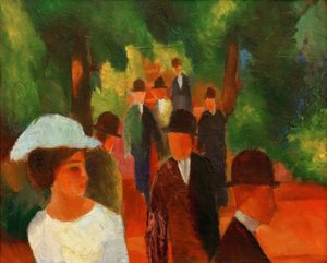 Passeio (com uma garota branca ao meio) de August Macke