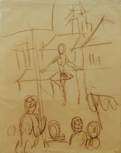 Acrobat no mercado de August Macke