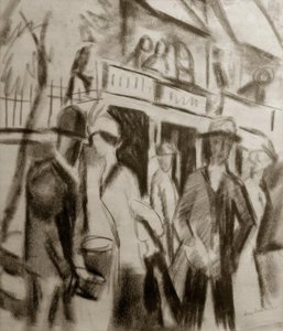 Carrinhos na rua de August Macke