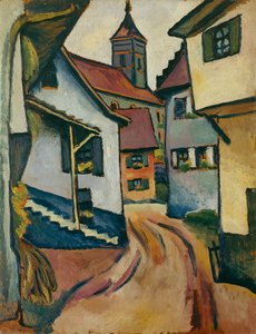 Rua com igreja em Kandern de August Macke