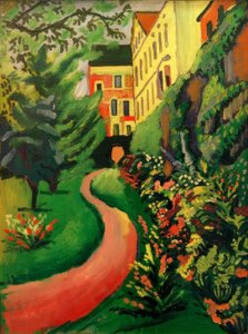 Nosso jardim com bordas florescendo de August Macke