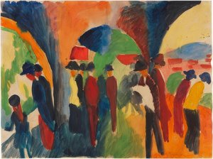 Sob os mandris de Thun (um motivo de andador). 1913 de August Macke