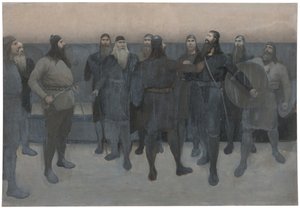 Ilustração para a «Saga de Njal» de August Malmström