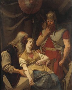 Orvar Oddr anuncia a morte de Hjalmar para Ingeborg - Oervar-Oddr informa Ingeborg sobre a morte de Hjalmar, por Malmstrom, em agosto (1829-1901). Óleo sobre tela