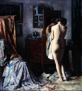 O Boudoir, c.1910 (óleo sobre tela) de August Rieper