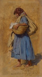 A esposa de um fazendeiro assoando o nariz, ca 1871-1874 de August Ritter von Pettenkofen