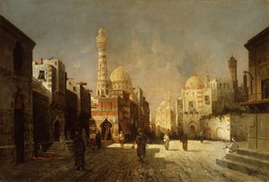 Cena de uma rua árabe (óleo sobre tela) de August Siegen