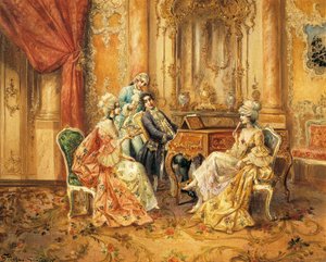 Ao piano, por Stephan Sedlacek (1868-1936), óleo sobre tela de August Stephan Sedlacek