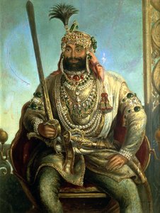 Retrato do marajá Sher Singh, em traje real, c.1850 de August Theodor Schoefft
