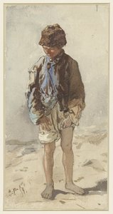 Menino húngaro, de pé e rosto, descalço e usando um chapéu de pele de August Xaver Carl von Pettenkofen