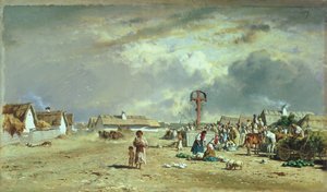 O mercado em Szolnol, Hungria de August Xaver Karl von Pettenkofen