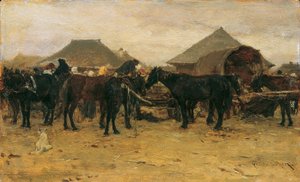Mercado de cavalos em Szolnok I de August von Pettenkofen