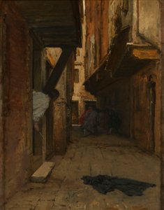 Luta de rua em um beco veneziano de August von Pettenkofen