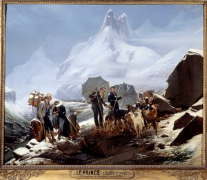 Paisagem de Susten (Alpes suíços). Pintura de Auguste Xavier Leprince (1799-1826)