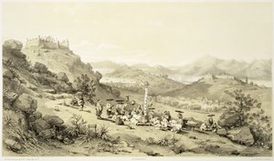 Vista Geral de Macau, placa 11 de "Esboços da China", gravada por Eugene Ciceri (1813-90) 1842 (litografia colorida)