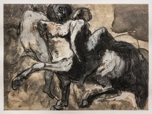 Centauro que rapta duas mulheres de Auguste (after) Rodin