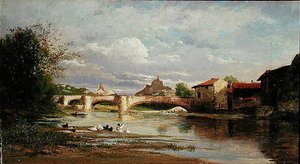 Ponte com patos, 1872 de Auguste Allonge