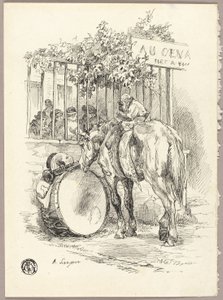 Cavalo com macaco às costas de Auguste Andre Lancon