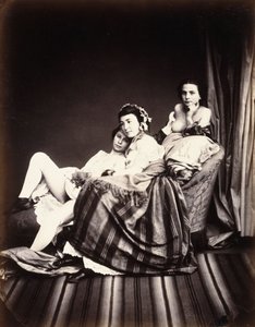 Três mulheres nuas em uma espreguiçadeira, c.1850