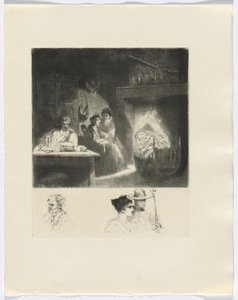 Frédéric Mistral: Mémoires et Recits de Frédéric Mistral: cena de família/ busto de três figuras (inserir após p. 48) de Auguste Brouet