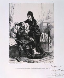 Uma mulher alimentando uma sopa de soldado ferido, Cerco a Paris, Guerra Franco-Prussiana, 1870 1871