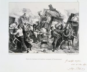 Moradores dos subúrbios que chegam a Paris antes dos prussianos cercarem a cidade, 1870 1872 de Auguste Bry
